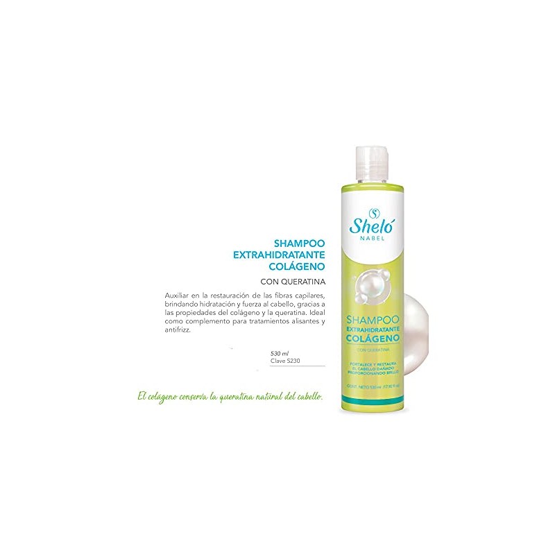 Shampoo Extra Hidratante Colágeno 530ml, Nutre Y Revitaliza