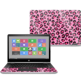 MightySkins Glossy Glitter Skin for HP Pavilion x360 14" (2017) - Pink Leopard | Protective, Durable High-Gloss Glitter Finish | Easy to Apply, Remove, and Change Styles | Made in The USA