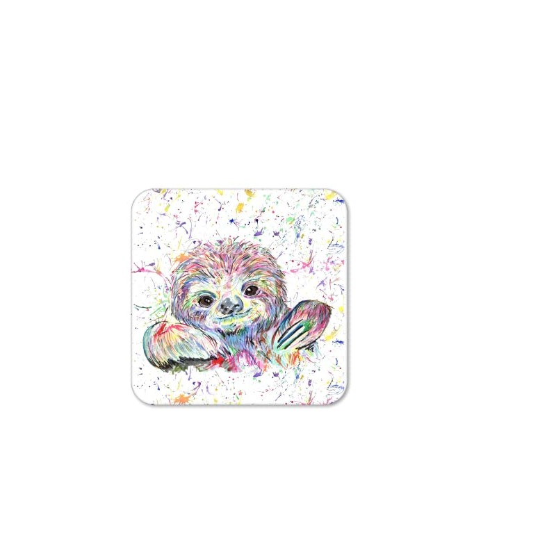 Coaster Sloth animal Coasters Watercolour Art Gift Work Office Dining