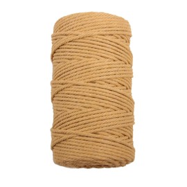Pmnzdy 100 m Macrame Yarn 11 mm Macrame Cord Cotton Yarn Cotton Cord Coloured Cotton Rope Craft Knitting Rope Natural Cotton Cord for Knitting Macrame Weaving Decoration DIY Crafts Beige