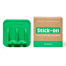 Dr.NOAH Silicone Wall Mount Toothbrush Holder | Sand Beige | Strong Suction | Easy to Remove & Reuse | Dishwasher & Microwave Safe | Bathroom Toothbrush Holder (Green)