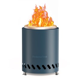 DodomeTrek Tabletop Fire Pit-7.1'' Smokeless Firepits with Carry Bag, Mini Outdoor Fire Pit with Stand, Portable Camping Firepit Stove for Patio | Fueled by Pellets or Wood | Blue Stainless Steel