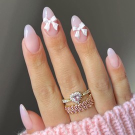 Mdscve Nail Bow Charms 3D White Butterfly Charms for Nails with Matte Designs Nail Bows Tie Resin Nail Charms Kit DIY for Nail Art Bow Charm for Women