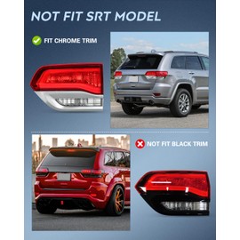 Nilight Taillight Assembly Compatible with 2014 2015 2016 2017 2018 2019 2020 Jeep Grand Cherokee Laredo/Limited/Overland/Summit Tail Lights Inner Passenger Side w/Bulbs