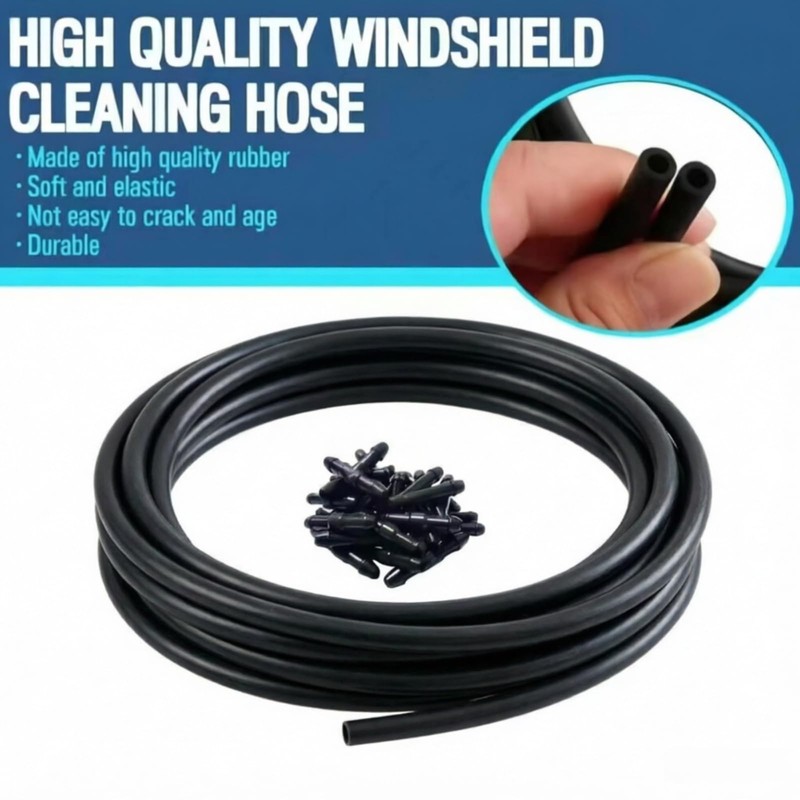 Windshield Washer Hose Kit,4M Rubber Hose with 36 Pcs Leak-Proof