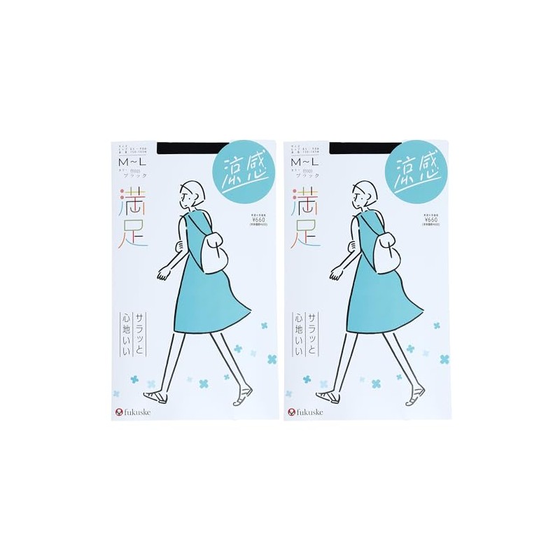 Fukusuke 140Q3111 Women's Stockings, Comfortable, Cool, Plain, Pantyhose, Set of