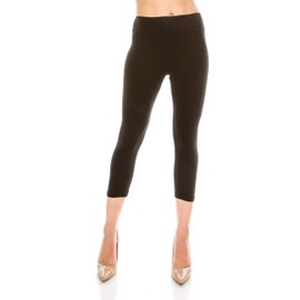 The Softest Capri Leggings for Women High Waist Solid and Printed Reg/Plus Yoga Gym Workout (Black, One Size)