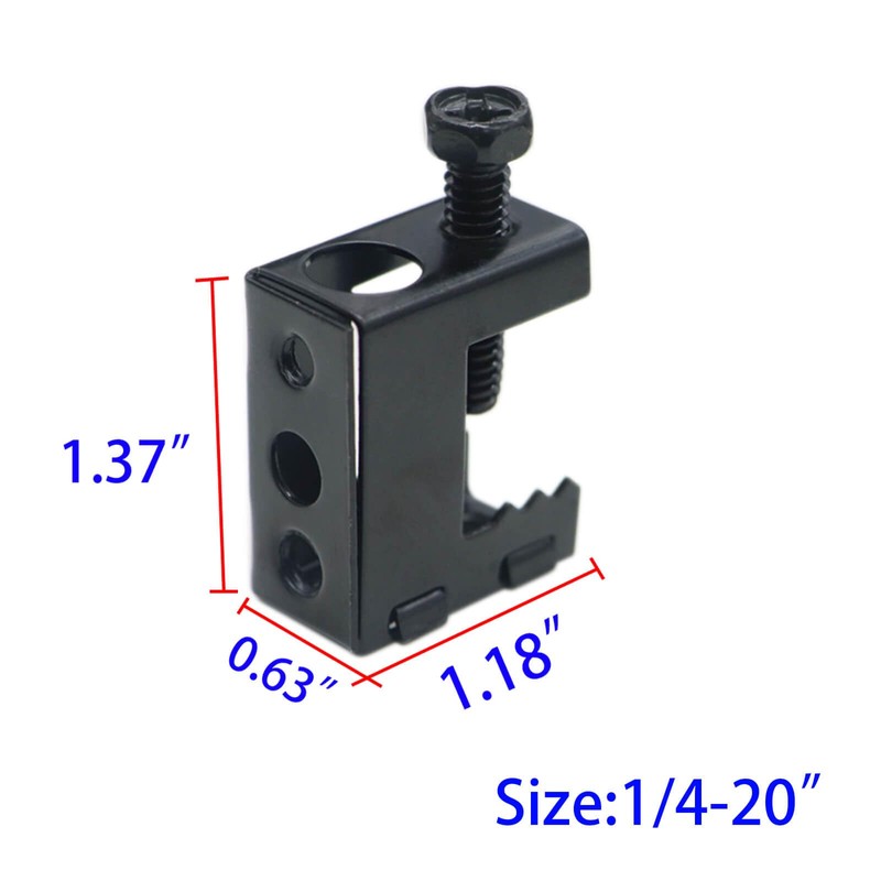 Upgrade Baudelun 1/4"-20 Beam Clamps, Black Steel Bolt-on Beam Clamp