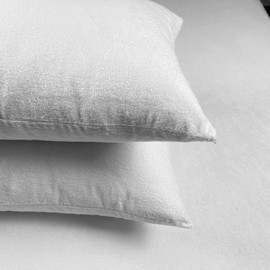 Set of 2 Luxton Waterproof Pillow Protector, Terry Cotton Toweling Pillow Protectors