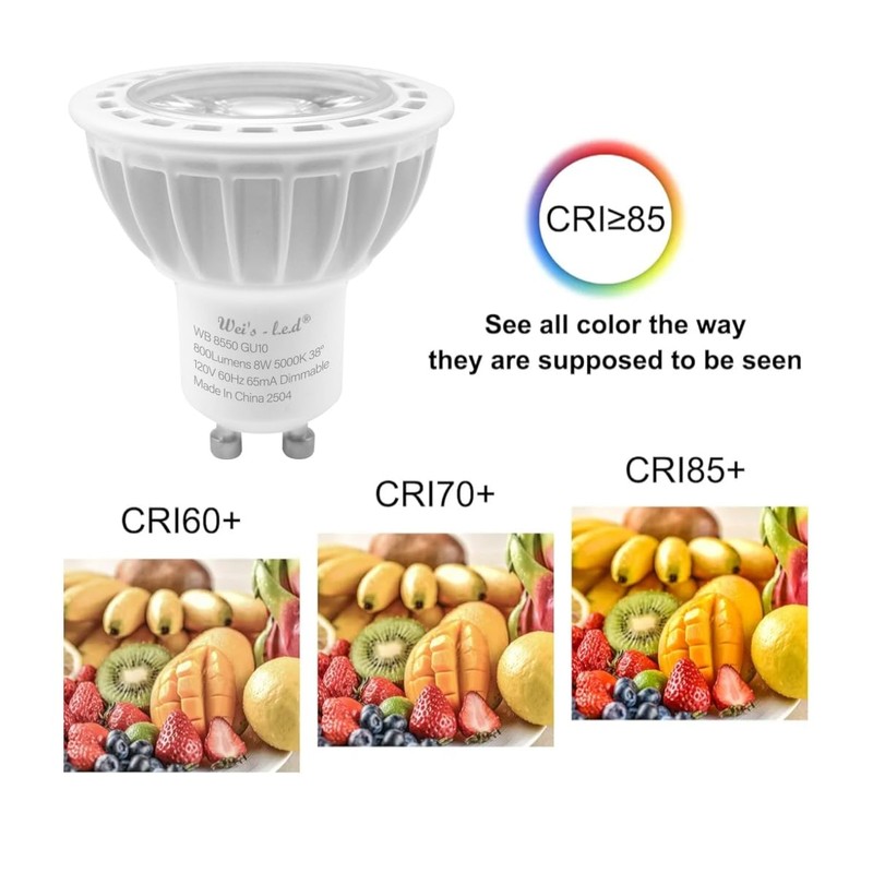 wei's-l.e.d 8W GU10 Led Bulbs, High Power, 800 Lumens, 38