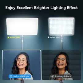 2 Pack LED Video Light Kit, Scrhot 15W Photography Lighting Kit with 63" Tripod Stand, Studio Lights Dimmable 2800-8400K Panel Lighting for Video Recording/Game Live Streaming/Filming/YouTube/Podcast