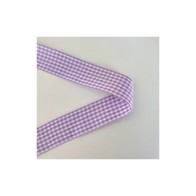 Micomon Purple and White Woven Edge Plaid Ribbon 100% Polyester