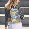 Duduho Blue Yellow And Navy Chrysanthemum Flowers Backpack 15.7 Inch