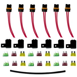 6PCS Waterproof Inline Fuse Holder 12AWG ATC/ATO Blade Fuse Box with Cover - Heavy Duty 1A-40A for 12V/24V Automotive, Marine, RV (20A 30A 40A Compatible)