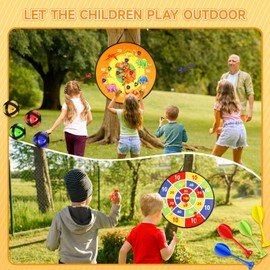 26 Inches Kids Toys Dart Board,Dinosaur Theme Double Sided with 12 Sticky Balls and 8 Darts, Safe Indoor Outdoor Sports Party Game Toys for 3 4 5 6 7 8+ Years Old Boys Adults Gift