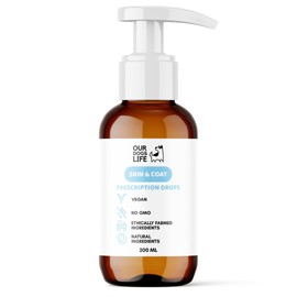 Skin & Coat Supplement Drops for Dogs - Natural Formula for Optimal Skin Health, Environmental Protection and Shiny Coat- Antioxidant Rich Blend-200ml