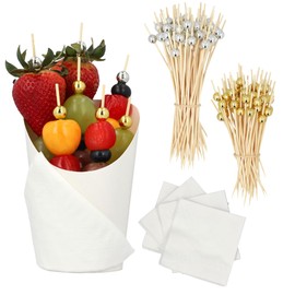 Generic Set of 50 charcuterie cups size 14oz with 200 cocktail picks of 2 types and 100 napkins, 50/200/100