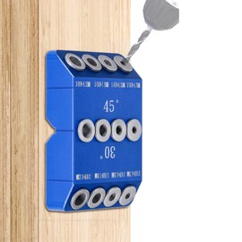 Frunimall Angle Drill Hole Guide, 30/45/90° Angled Drill Hole Device for Angled and Straight Hole Drilling Template for Wooden Posts (Blue)