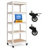 HOMEDANT House White 5-Tier Metal Rolling Cart Shelf Rack Casters