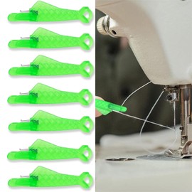 10Pcs Automatic Needle Threader Fish Mouth Sewing Machine Needle Threader Fish Mouth Needle Threader Tool for Sewing Needle Threader Sewing Machine Quick Sewing Threader Needle Tool(Green) (8, Grams)