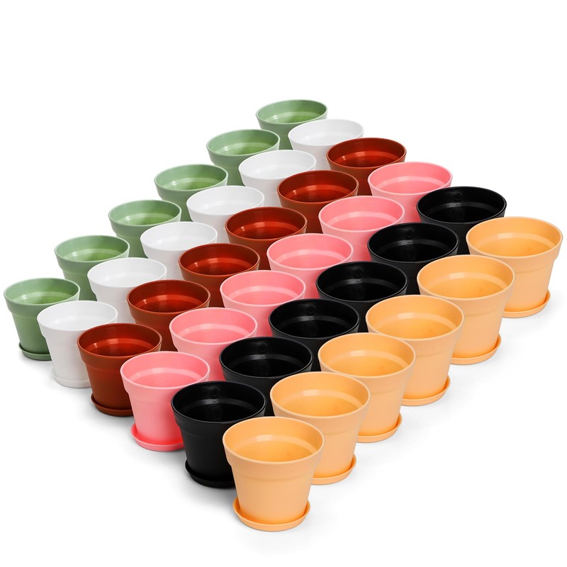 Frcctre 30 Pack 4 Inch Plastic Planter Pots, Small Flower