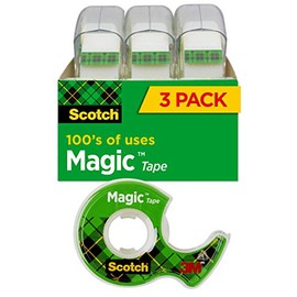 Scotch Magic Tape, 3 Rolls, Numerous Applications, Invisible, Engineered for Repairing, 3/4 x 300 Inches (3105)