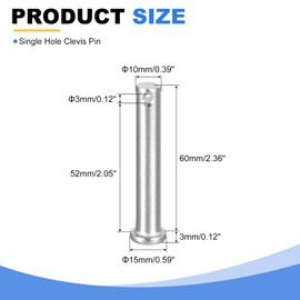 sourcing map 2Pcs 3/8" x 2-3/8" Single Hole Clevis Pins, 304 Stainless Steel Flat Head Clevis Pins Hitch Pin for Trailer Latch, Mechanics Repair, Furniture Installation, Industrial Equipment