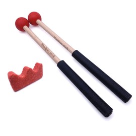 TUOREN 1 Pair Tongue Drum Mallets with Bracket Handpan Drum Sticks Rubber Mallet Percussion Instrument Accessory (Red)