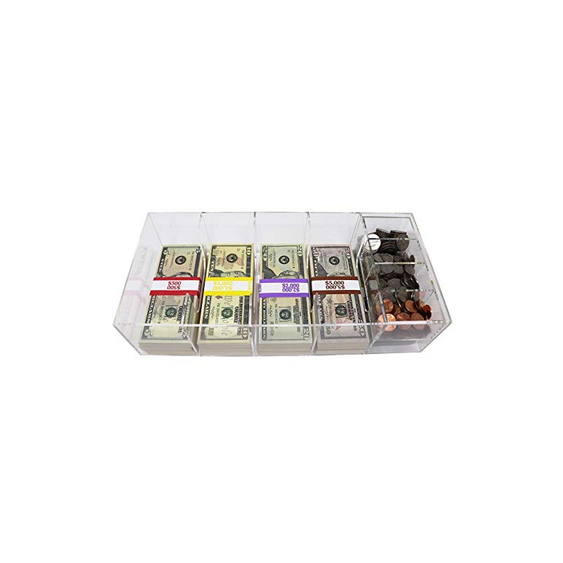 Acrylic Money Tray with Coin Tray Insert, 5 Compartment Clear