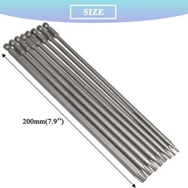 Teocpai 8Pcs Torx Security Screwdriver Bits Set 200mm Magnetic Torx Screwdriver Drill Bit S2 Steel Tamper Proof Star 6 Point Screwdriver Bit 1/4'' Hex Shank T8-T40