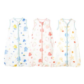 HOOMCOOM Summer Sleeper Set of 3 Baby Summer Nap Back Mesh Double Gauze 4 Layer Stomach Perfect for Summer, Cute, Easy to Put on and Take Off, 6 to 24 Months, multicolor
