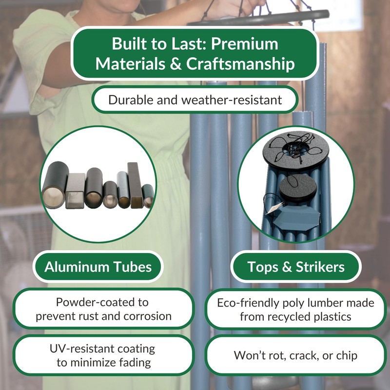 38" Solar Singer Wind Chime - Amish Handcrafted Country Chime