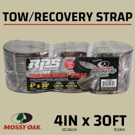 RPS Outdoors SI-2046MO Mossy Oak Break-Up Infinity Camo 4" x 30' Recovery Tow Strap with Reinforced Looped Ends (6,666 lb Safe Working Load / 20,000 lb Break Strength)
