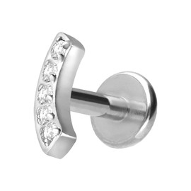 PIERCINGLINE Titanium Labret with Internal Thread Crystal Bow Piercing Lip Nose Ear Helix Choice of Colours and Sizes, Titanium