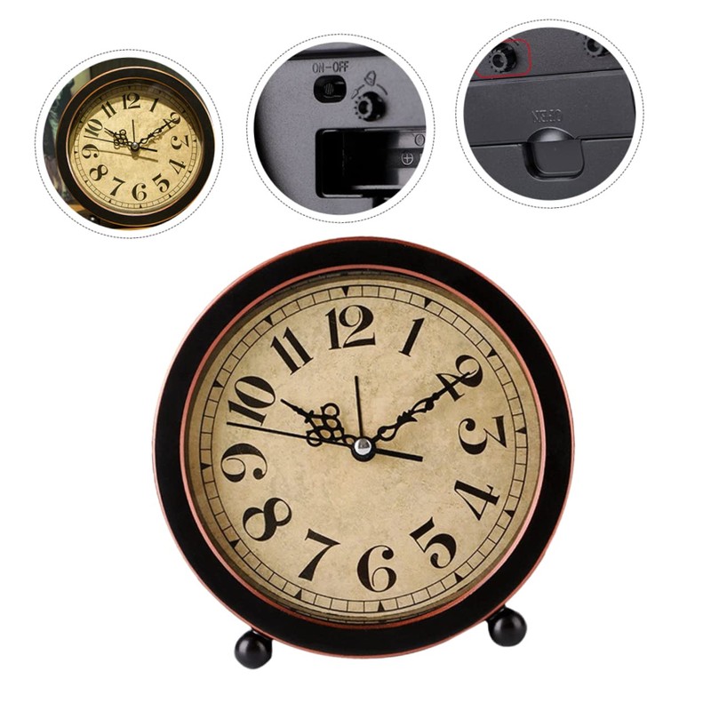 MAGICLULU Vintage Alarm Clock Silent Retro Tabletop Clock for Home