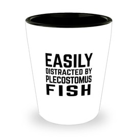 ODDITEES Funny Plecostomus Fish Shot Glass Easily Distracted By Plecostomus Fish