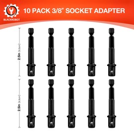 BLACKROBOT 3/8" Impact Socket Adapter, 10-Pieces, 1/4" Inch to 3/8" Drill Socket Adapter, Extension Socket Driver Bits Impact Socket Adapter for Automotive DIY