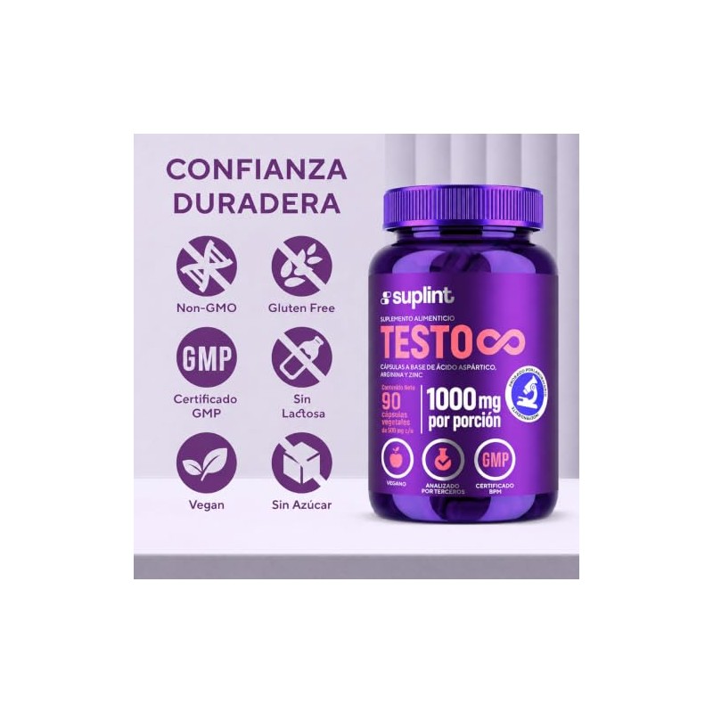 TESTO Suplemento para Hombre con L-Arginina, Fenogreco y Zinc, 90