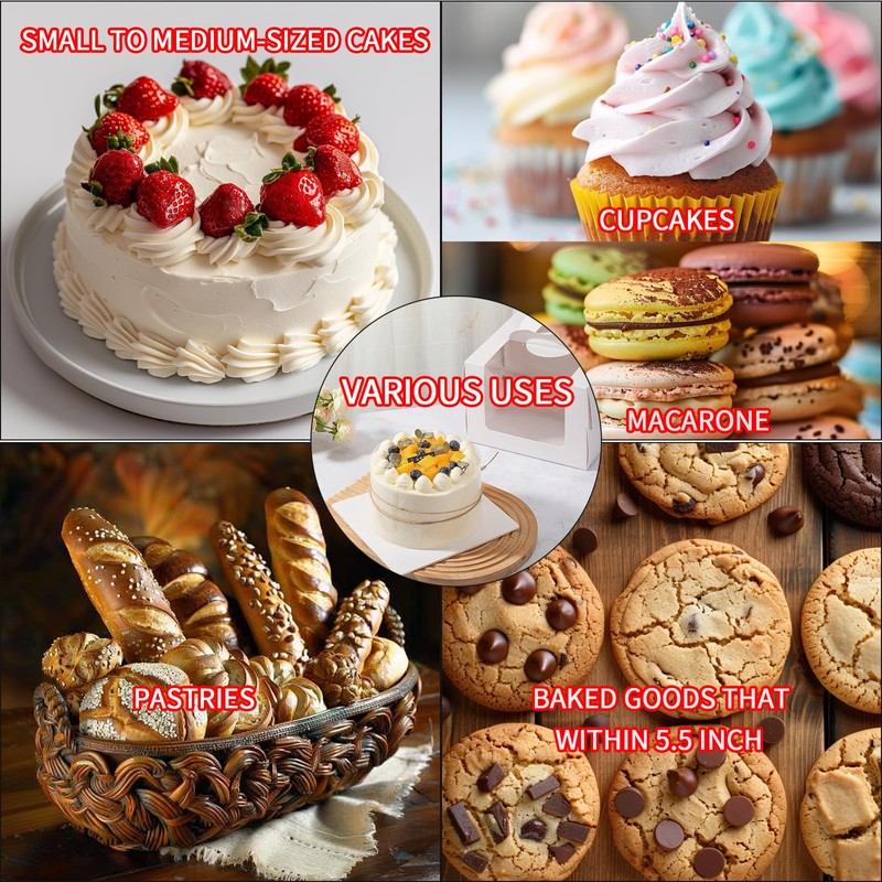 PQZKLDP 10pcs 6 inch cake boxes with cake boards,6x6x6 In