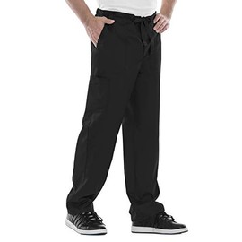 Cherokee mens Luxe Fly Front Drawstring Scrub Pant,Black,Small