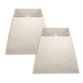 Vipmip Linen Rectangular Lamp Shades Set of 2, No Assembly Required Lampshade 5" x 6.5" Top, 8" x12" Bottom, 10" High, Replacement Lamp Shades for Table Lamps, Floor Lamps, Metal Spider Fitter