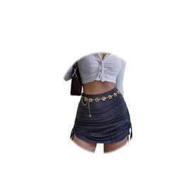 Eyraevor Gold Silver Waist Chain Belt for Dress Women Leaves Chain Belly Chain Belt for Dress Body Jewelry