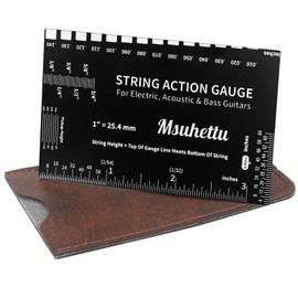 String Action Gauge Ruler, Upgraded Guitar String Height Gauge with Inch & Metric Scales, Guitar String Setup Tool and Accessory for Electric, Acoustic, Bass, and Luthier Use - Etched Black Edition