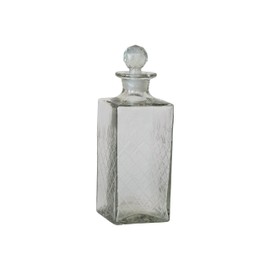 Creative Co-Op Reclaimed Etched Square Glass Decanter, Clear