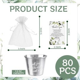 Zansens 80 Wedding Favour Sets,80 Stainless Steel Wedding Tumblers,80 Thank You Cards with Organza Bags,Bulk Tumblers,Toast to Love,Wedding Bridal Shower Favours for Guests Party Prom Favours