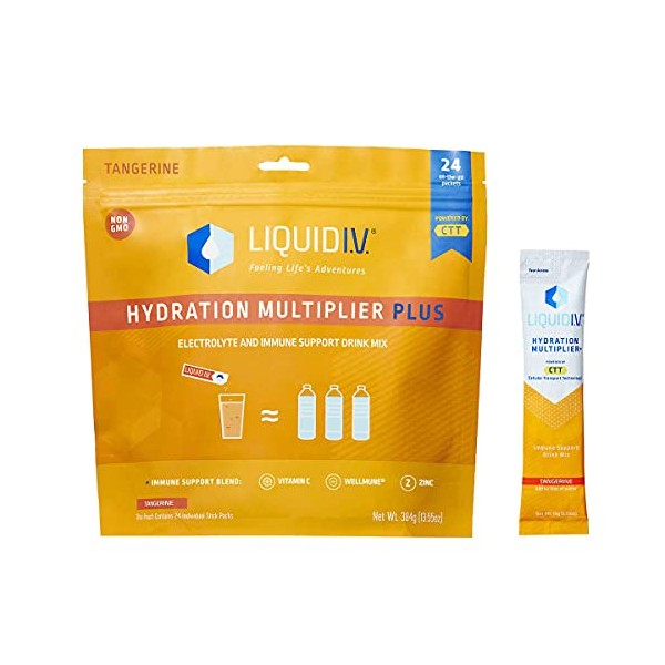 Liquid I.V. Hydration Multiplier Plus Immune Support, Resealable Pouch, 13.55 Oz, Pack of 24