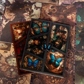 Alideco 180pcs Scrapbook Paper Vintage Characters and Butterflies Scrapbooking Paper for Journaling Supplies, Decorative Craft Paper for Junk Journals (zhengqihudie)