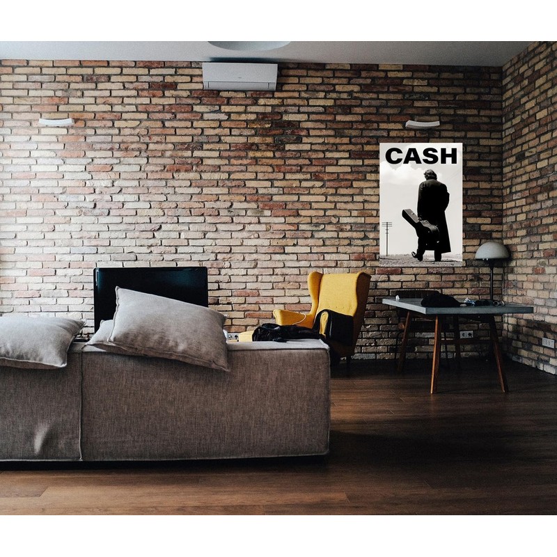 Johnny Cash - Music Poster (Walking With Guitar Case -