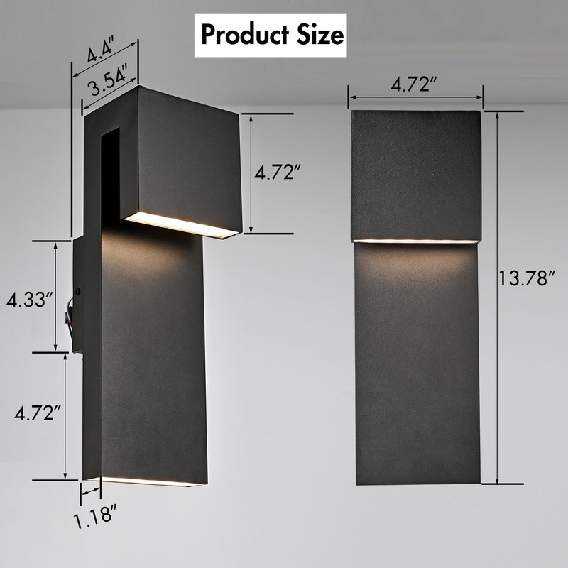 YUBOEL Modern Outdoor Wall Sconce Matte Black Waterproof LED Wall