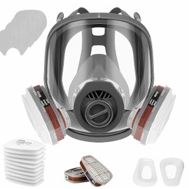 Sosvulix Professional Reusable Full Mask Cover with 2 Filters, 10 Filter Cotton, 5 Protective Membrane, for Painting, Gas, Paint, Dust, Chemicals and Other Work Protection